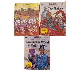3 Moby Mini Vintage Illustrated Classic Books Ben Hur Time Machine